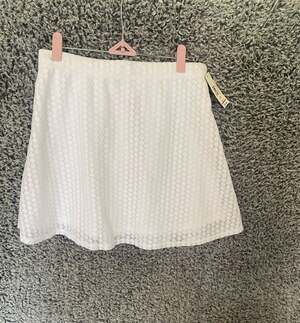 No Boundaries White Lace Eyelet Skater Mini Skirt, Size M